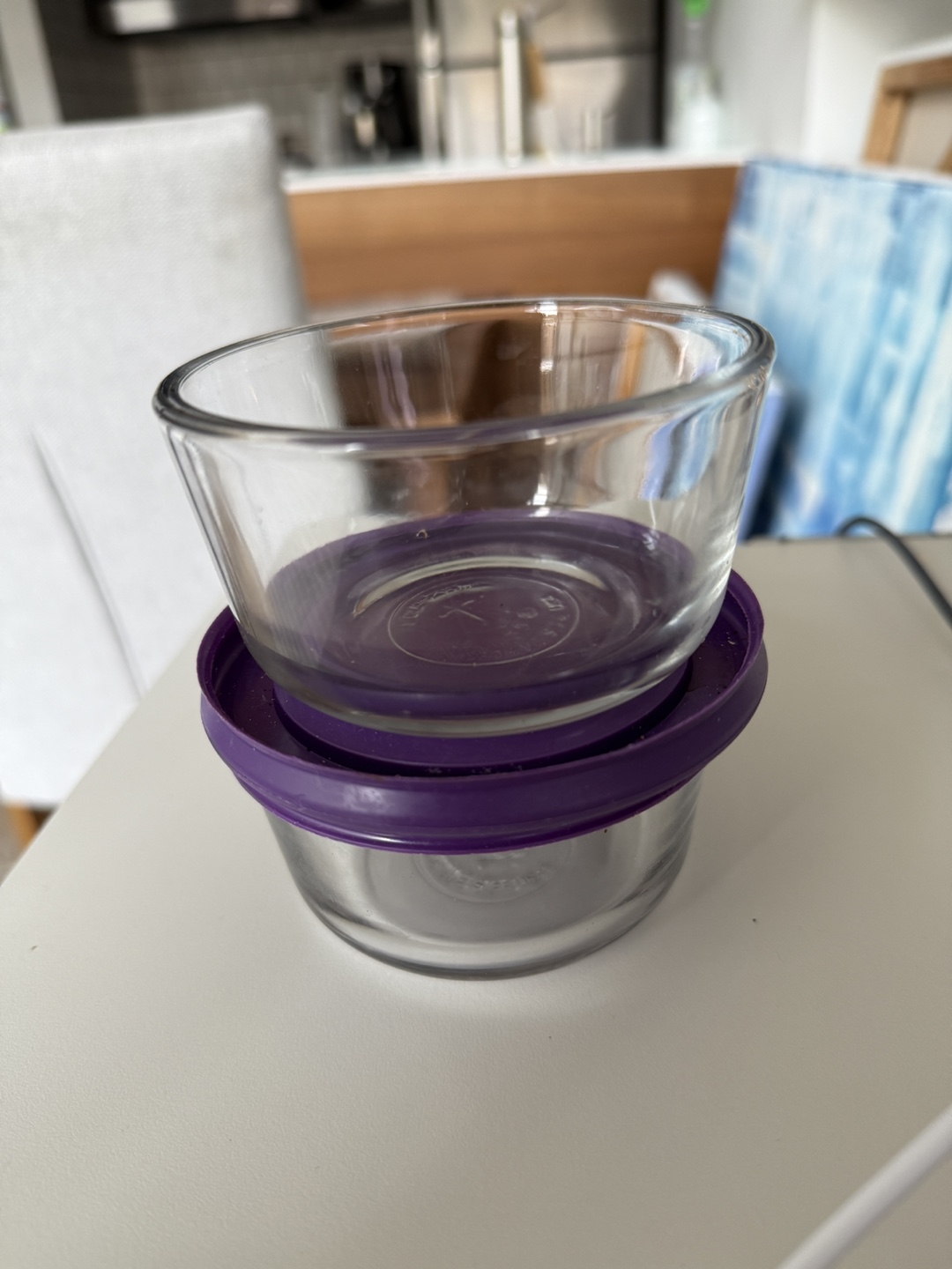 Two Glass Storage Containers with Purple Lids - photo 2