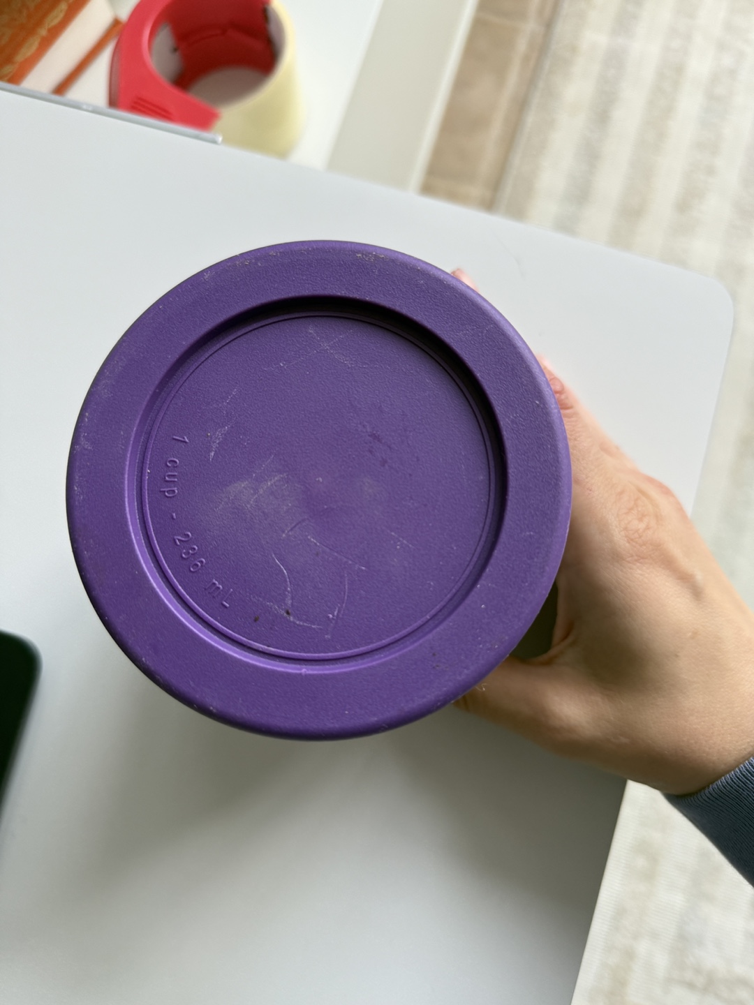 Two Glass Storage Containers with Purple Lids - photo 3