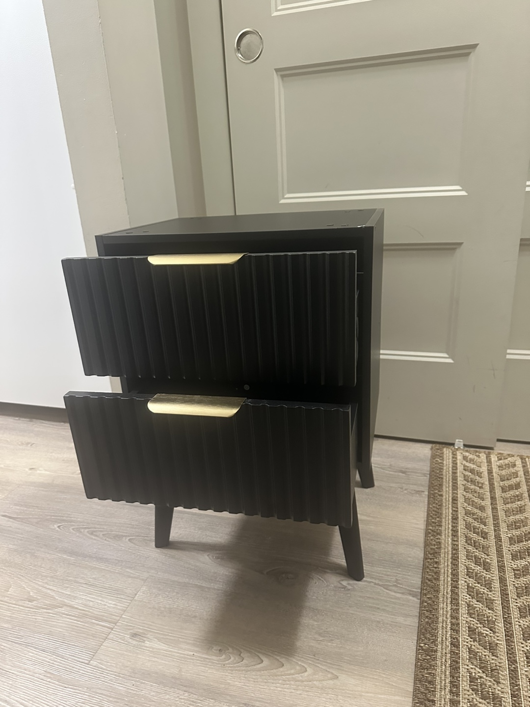 Brand new Black Two-Drawer Nightstand with Gold Handles - photo 3