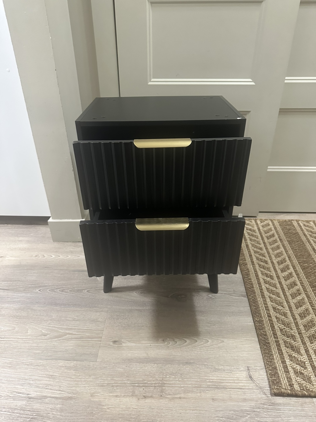 Brand new Black Two-Drawer Nightstand with Gold Handles - photo 2