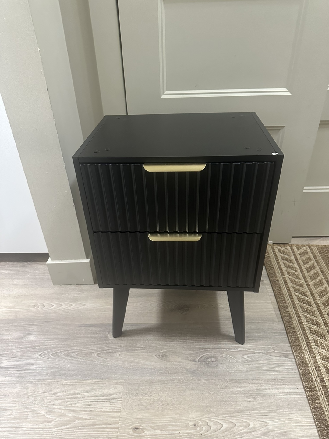 Brand new Black Two-Drawer Nightstand with Gold Handles - photo 5