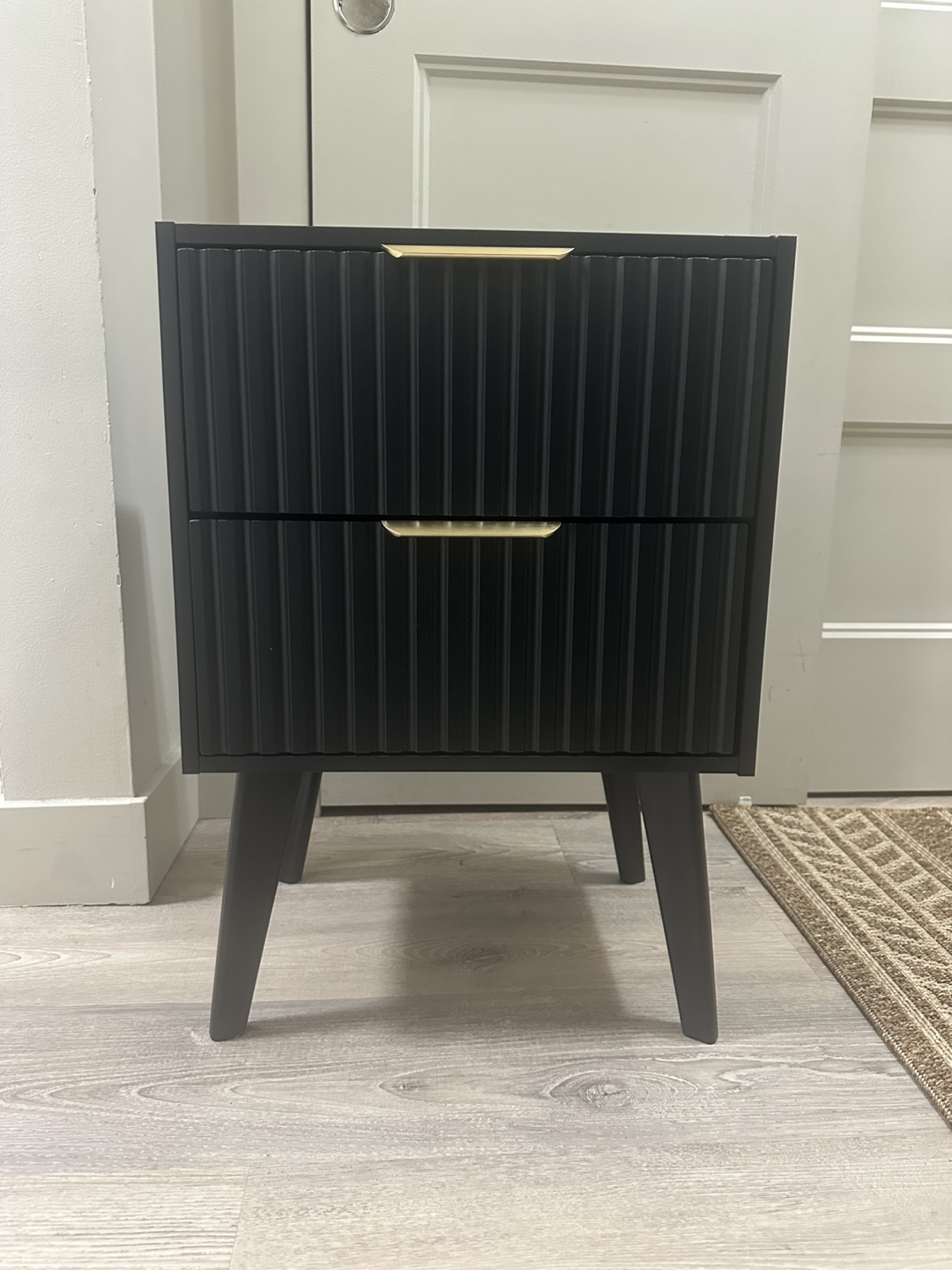 Brand new Black Two-Drawer Nightstand with Gold Handles