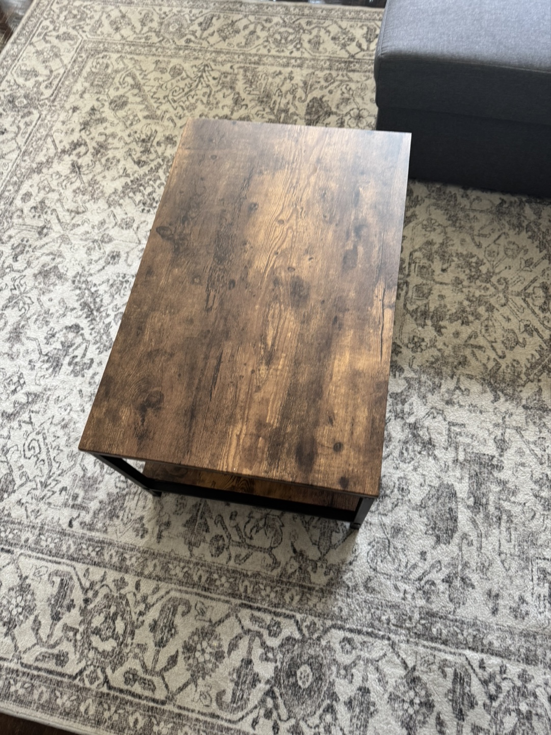 Rustic Brown Coffee Table with Metal Frame - photo 2