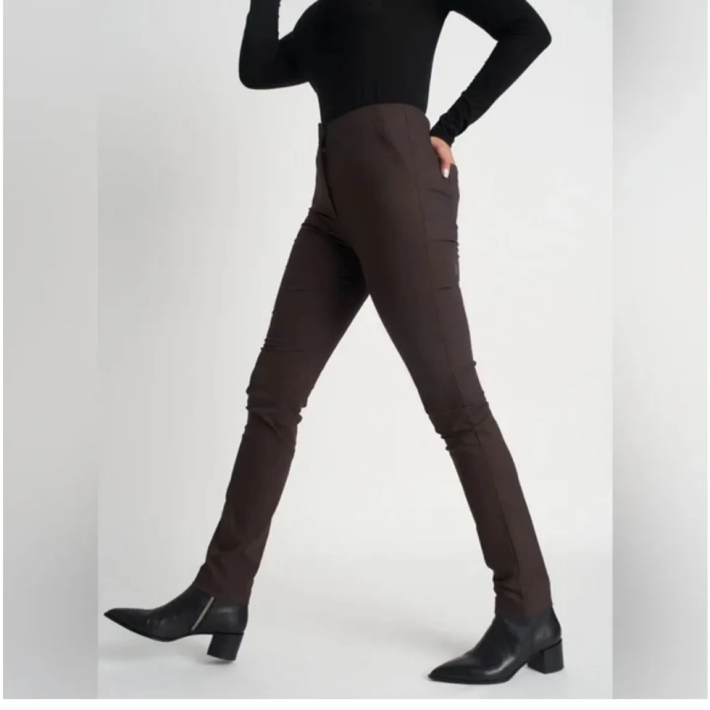 Kit and Ace Navigator Slim-Leg Brown Trousers - Size 6 image indicator(9)