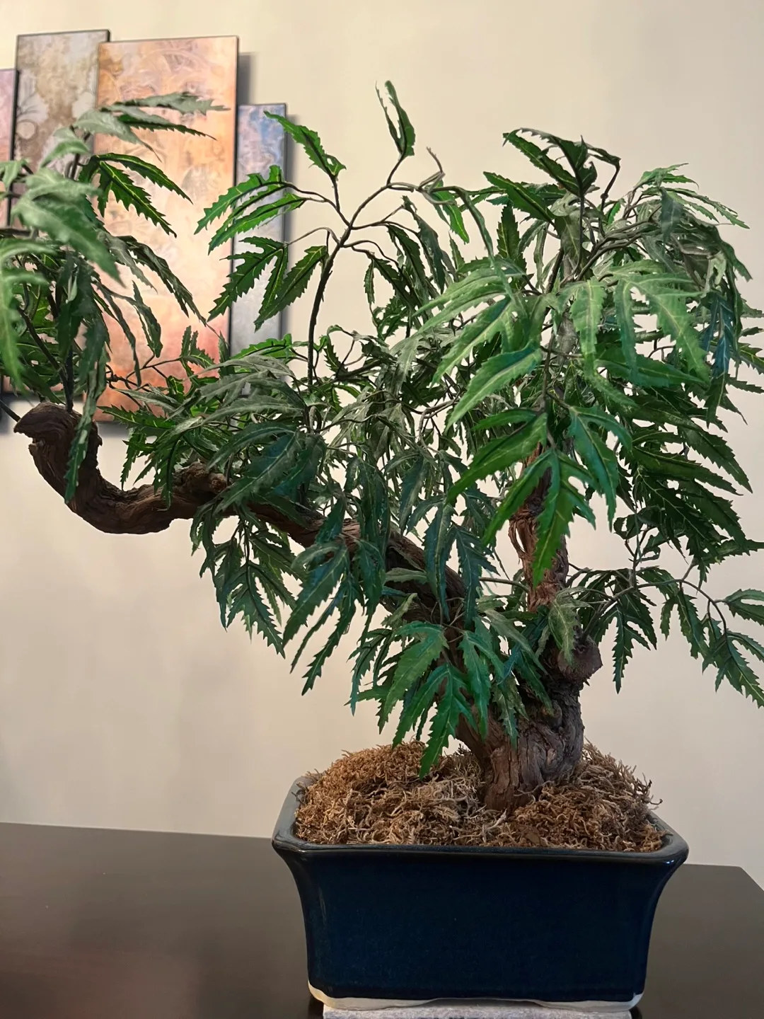 Artificial Bonsai Tree in Dark Blue Pot image indicator(2)