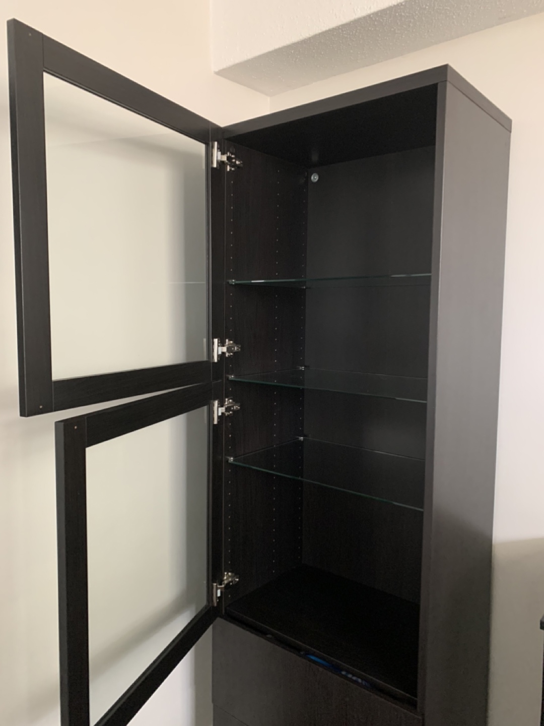 IKEA Black Glass-Door Cabinet