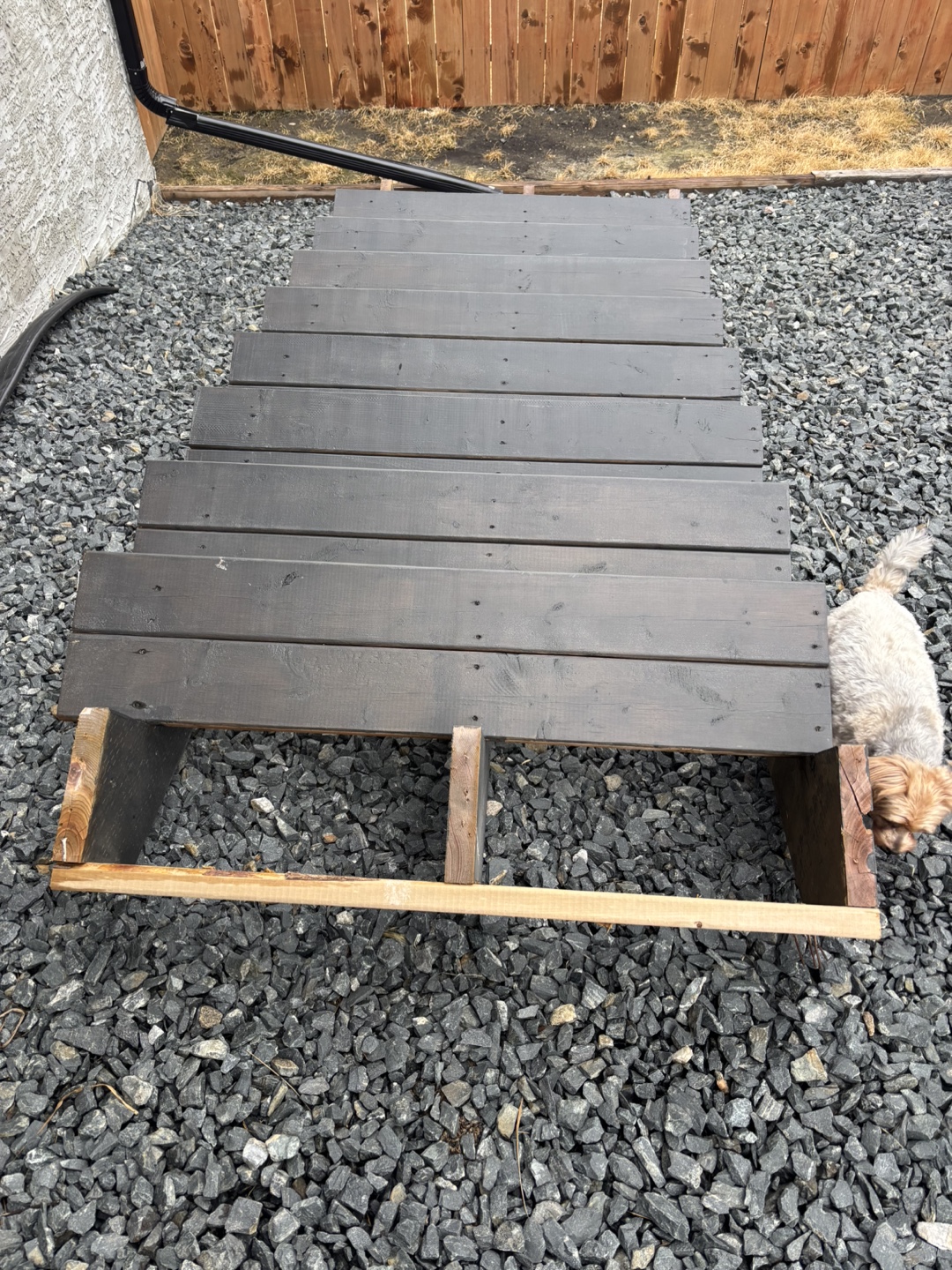 Dark stained outdoor stairs
