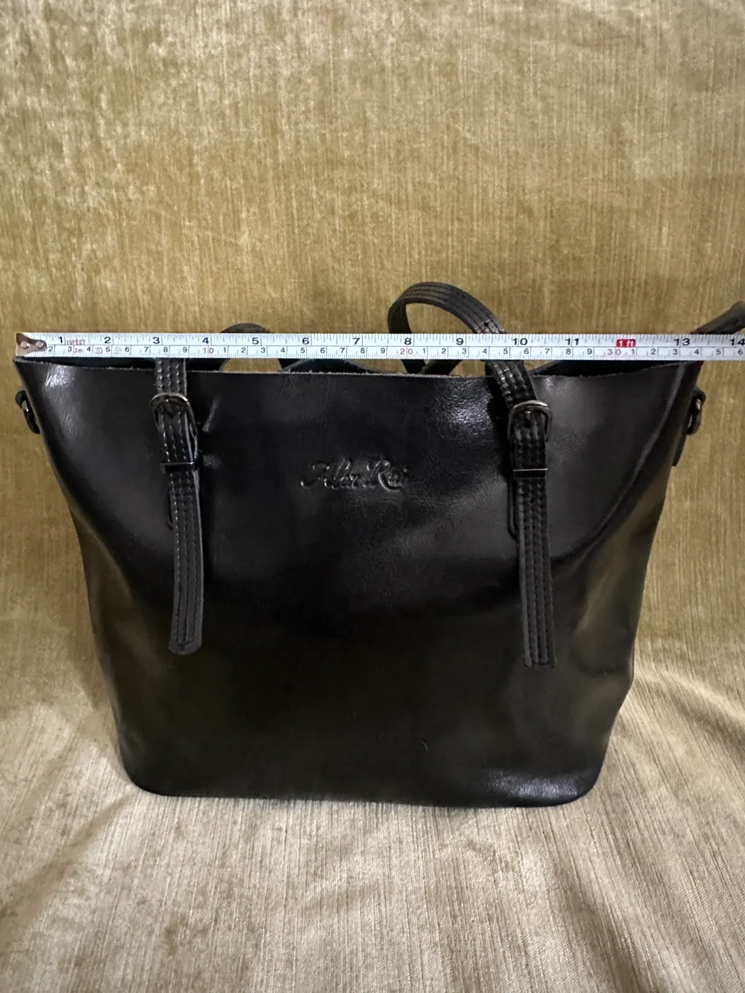Black Leather Tote Bag with Buckle Detail image indicator(5)