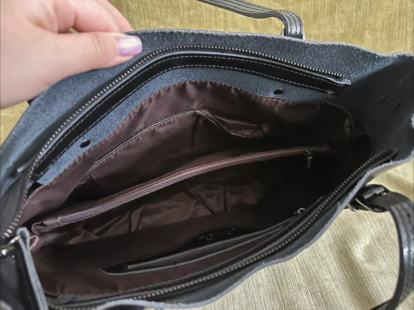 Black Leather Tote Bag with Buckle Detail image indicator(3)