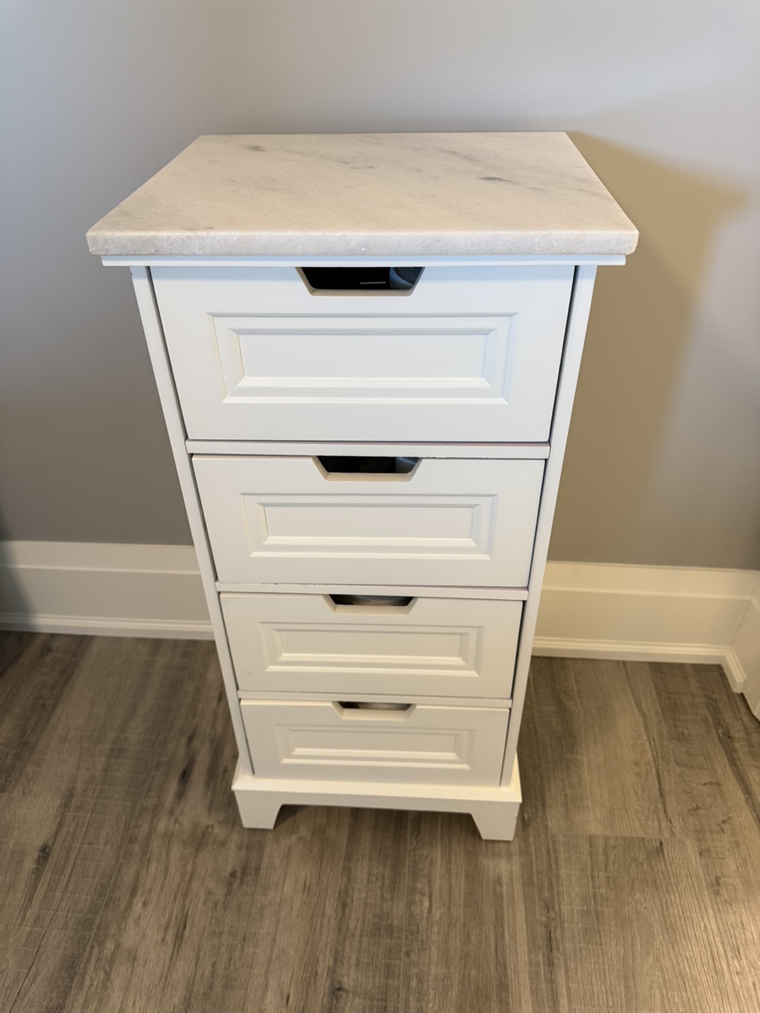 White 4-Drawer Dresser with Marble Top