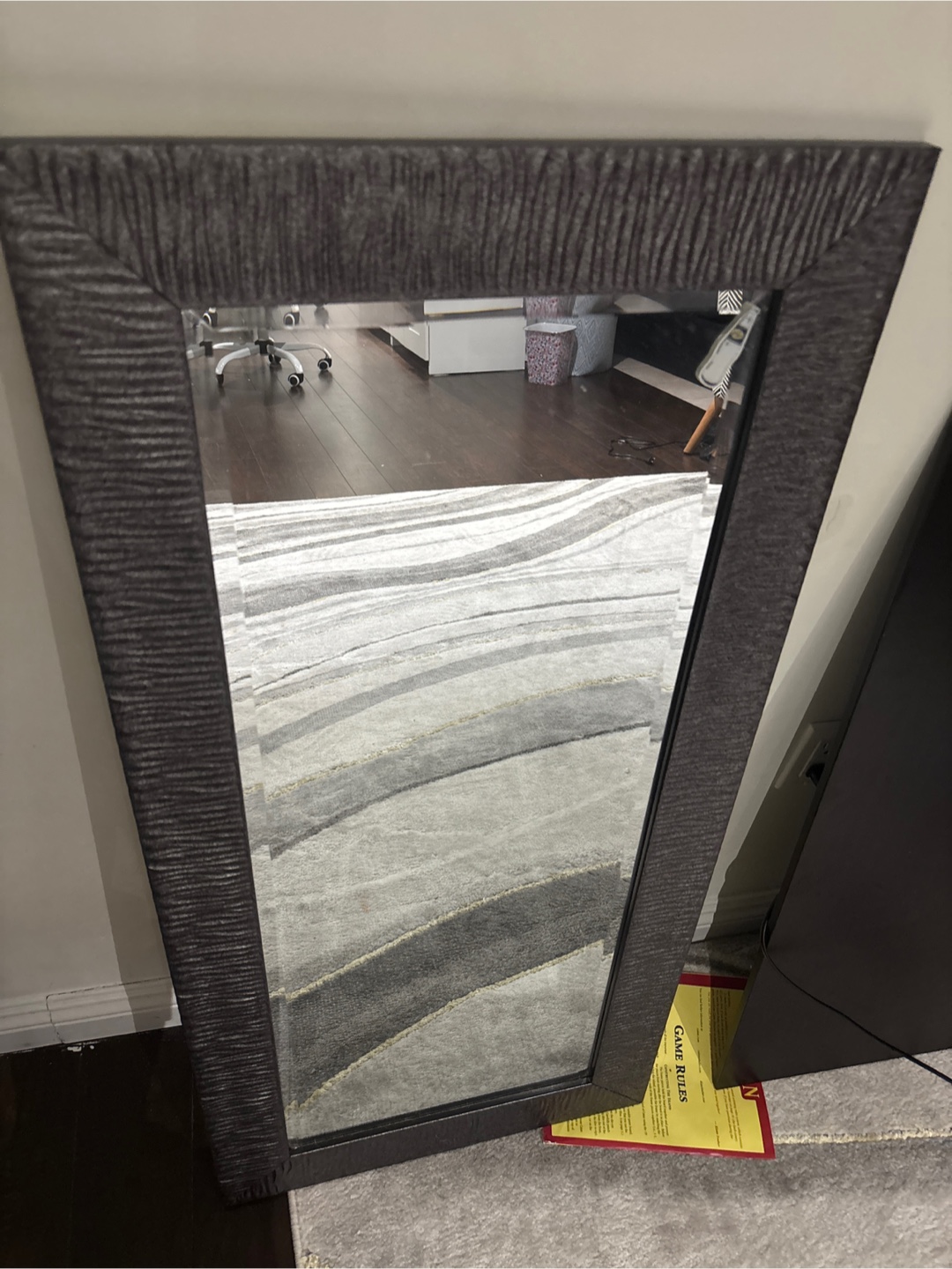 Leaning Mirror with Dark Grey Frame