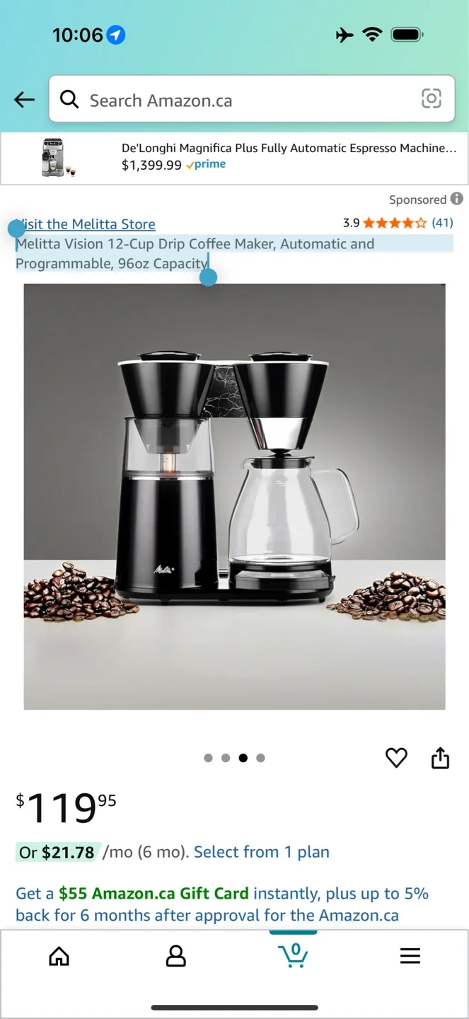 Melitta Vision 12-Cup Programmable Coffee Maker thumbnail