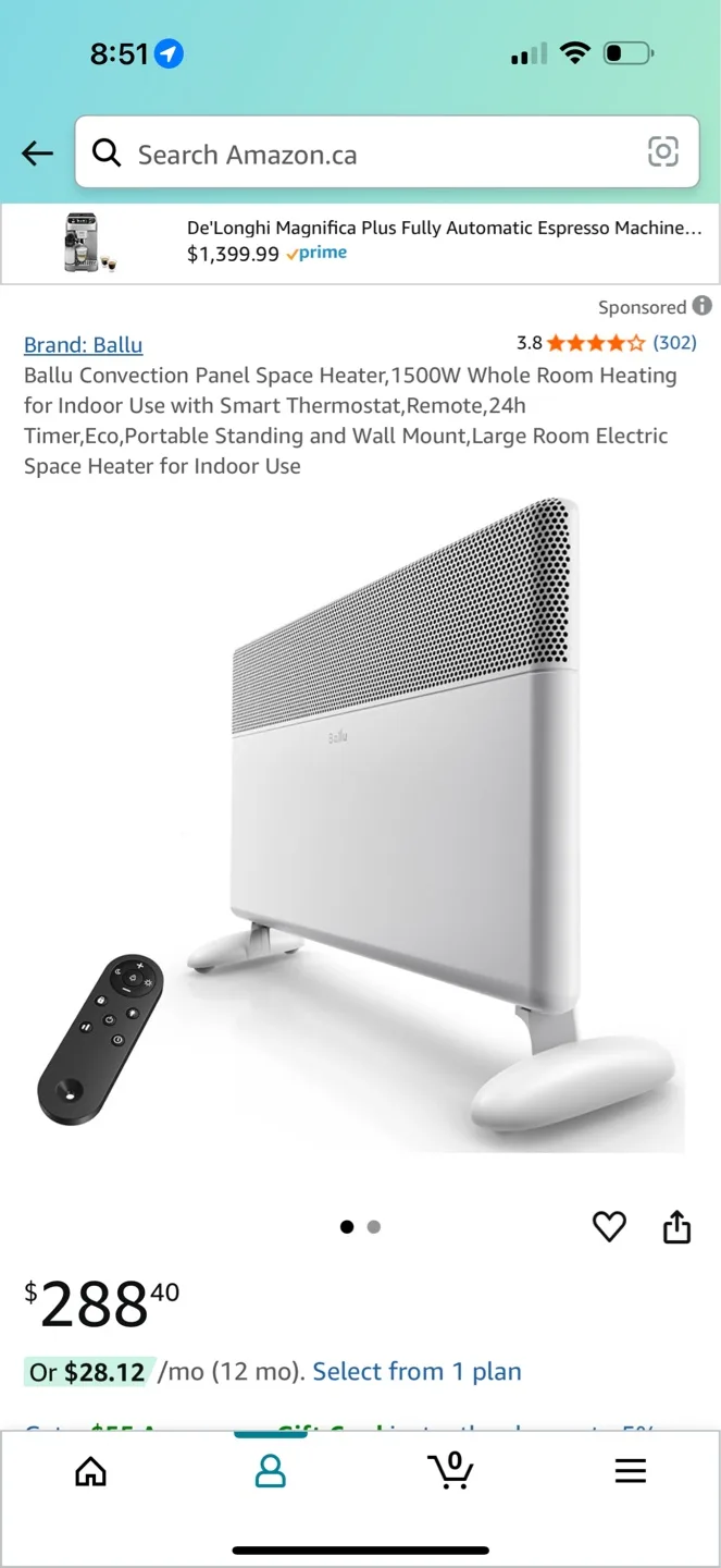 Ballu Convection Panel Space Heater - 1500W thumbnail