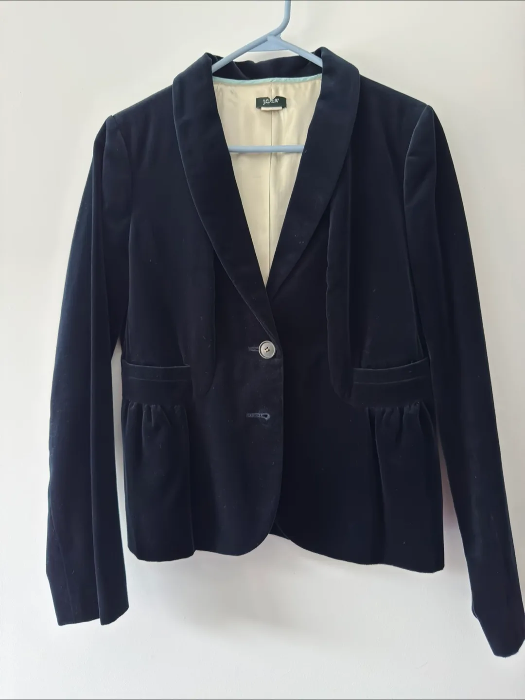 J.Crew Dark Blue Velvet Blazer Size 6 thumbnail