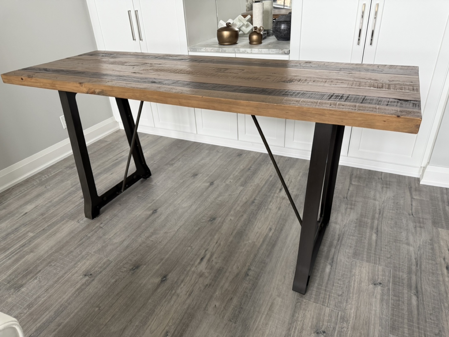 Rustic Farmhouse Style Wood and Metal Console Table