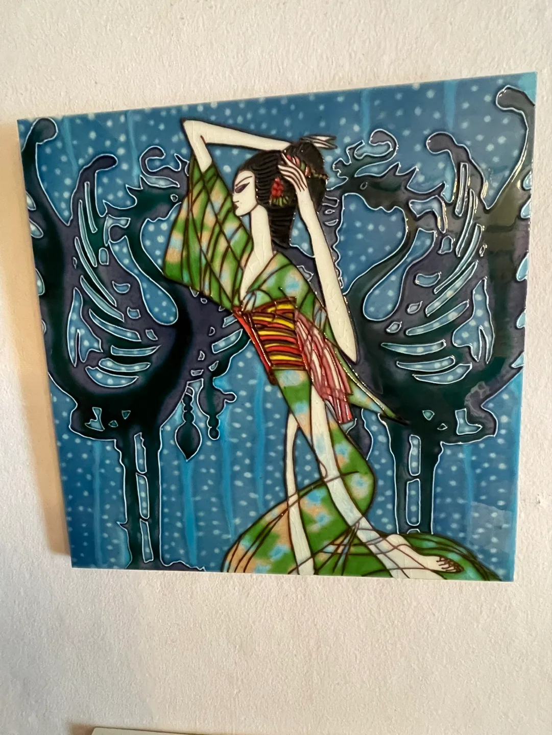 Ceramic Wall Art - Geisha with Phoenix thumbnail