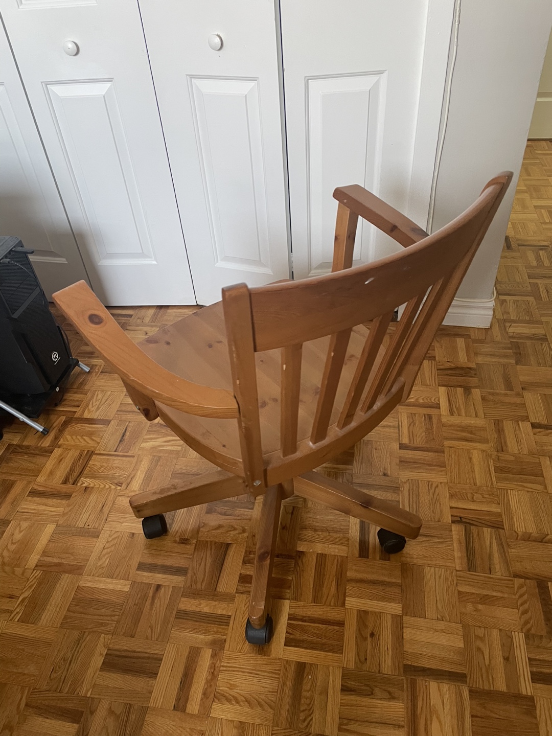 Wooden Swivel Office Chair with Armrests - photo 2
