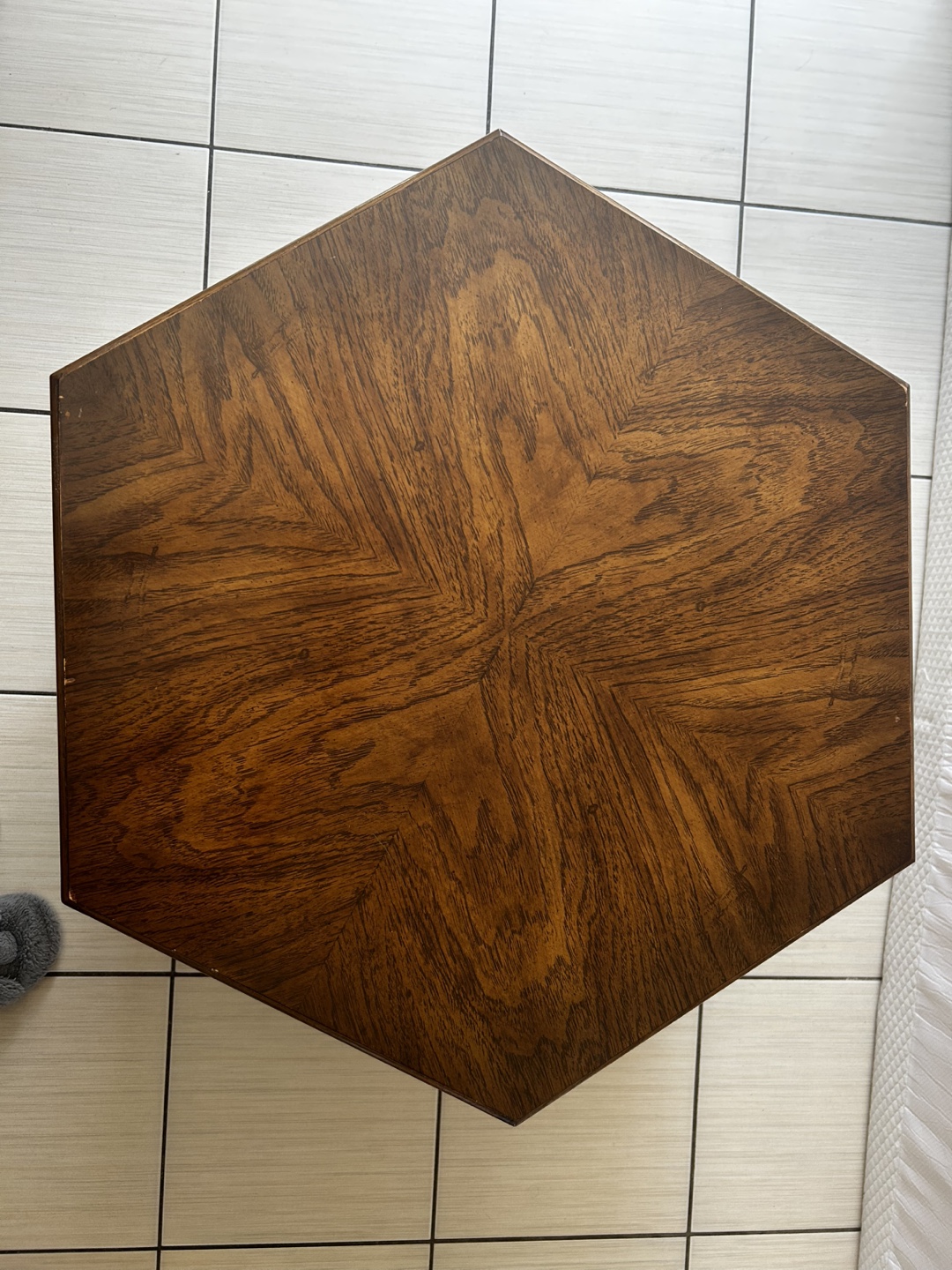 Vintage Hexagonal End Table with Storage - photo 3