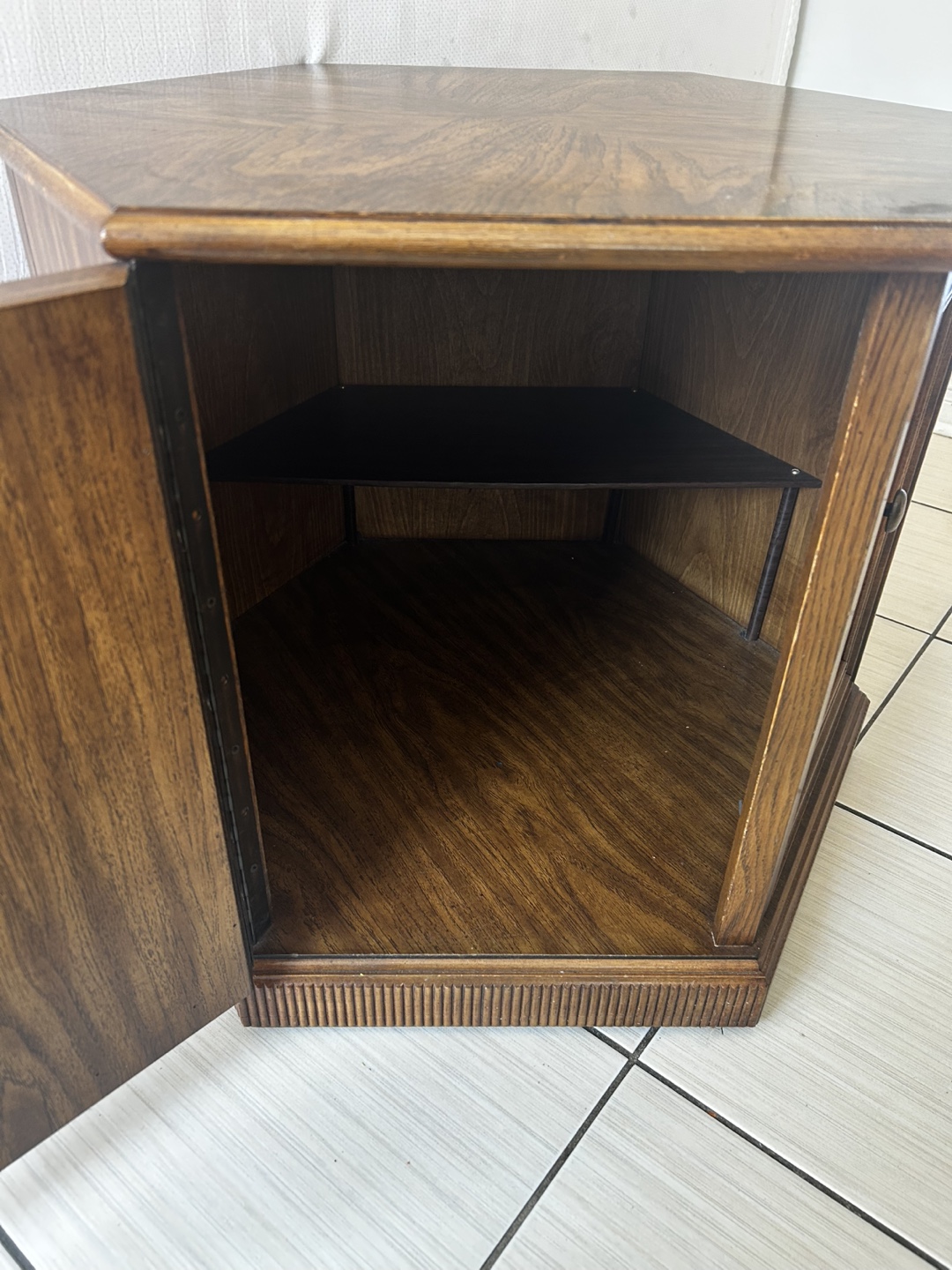 Vintage Hexagonal End Table with Storage - photo 2