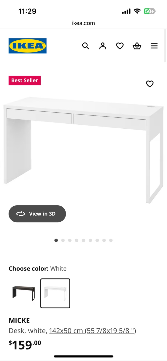 IKEA MICKE Desk & LOBBERGET/MALSKÄR Chair - White - photo 3