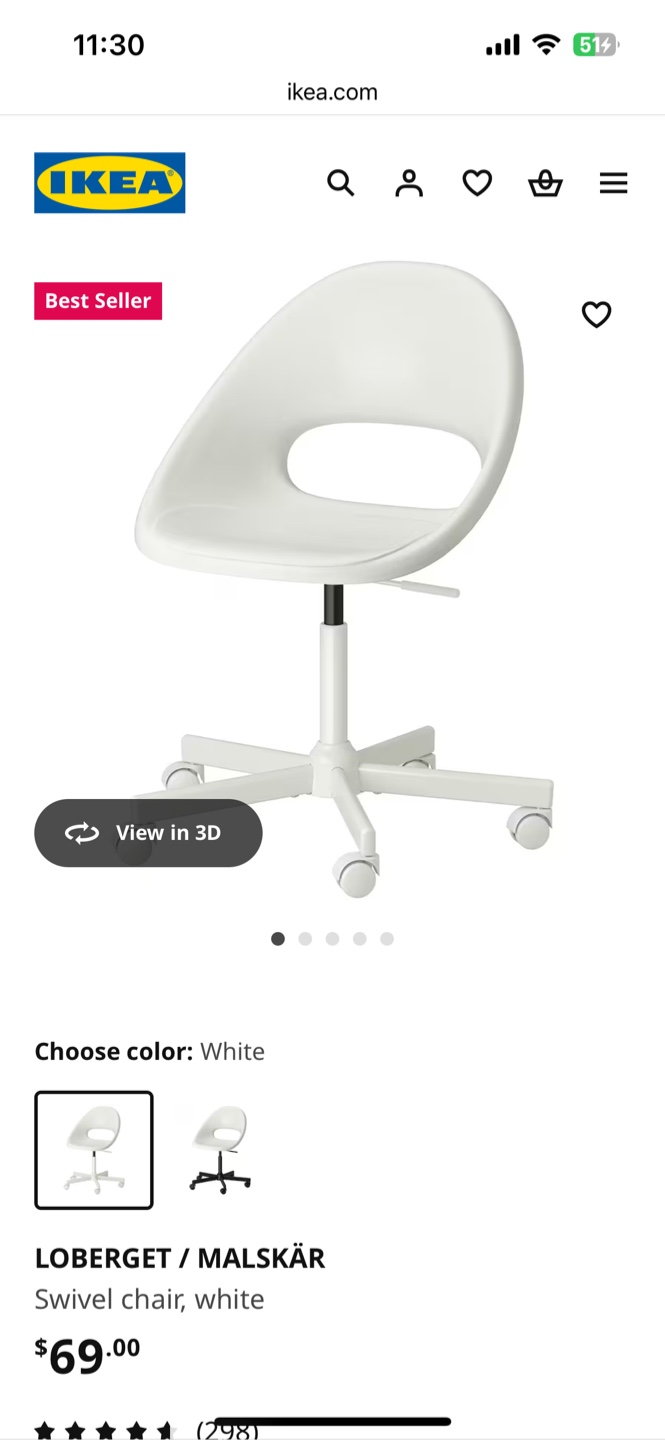IKEA MICKE Desk & LOBBERGET/MALSKÄR Chair - White - photo 4