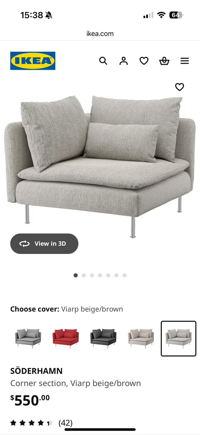 IKEA Söderhamn Corner Sofa Section - photo 2