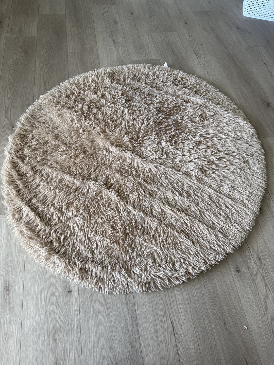 Fluffy Round Rug - Beige - 120cm
