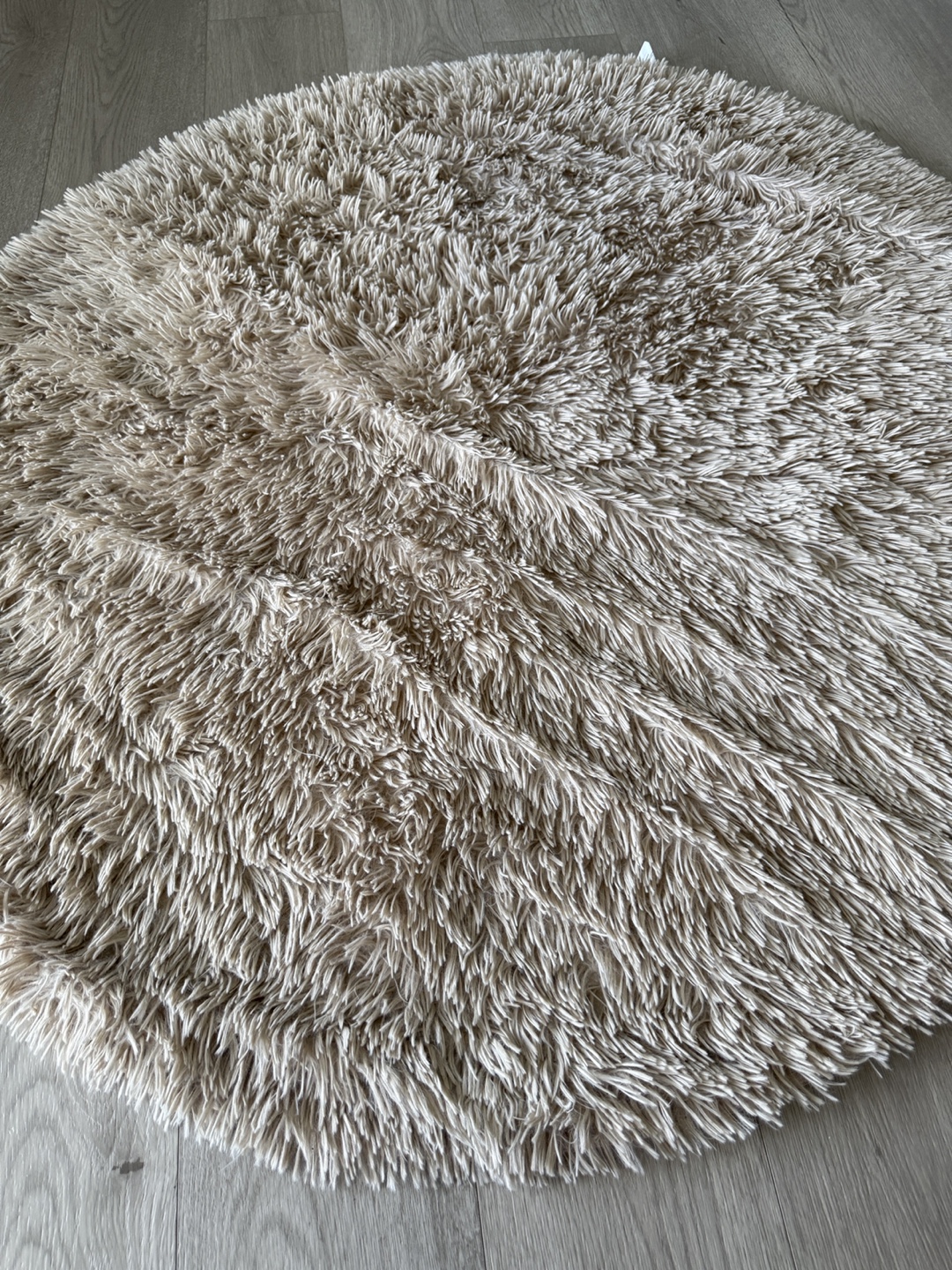 Fluffy Round Rug - Beige - 120cm - photo 3