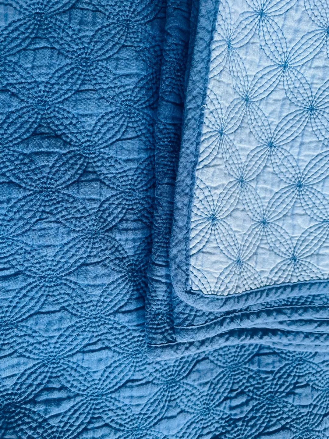 💚Beautiful Blue Quilted bedspread set image indicator(3)