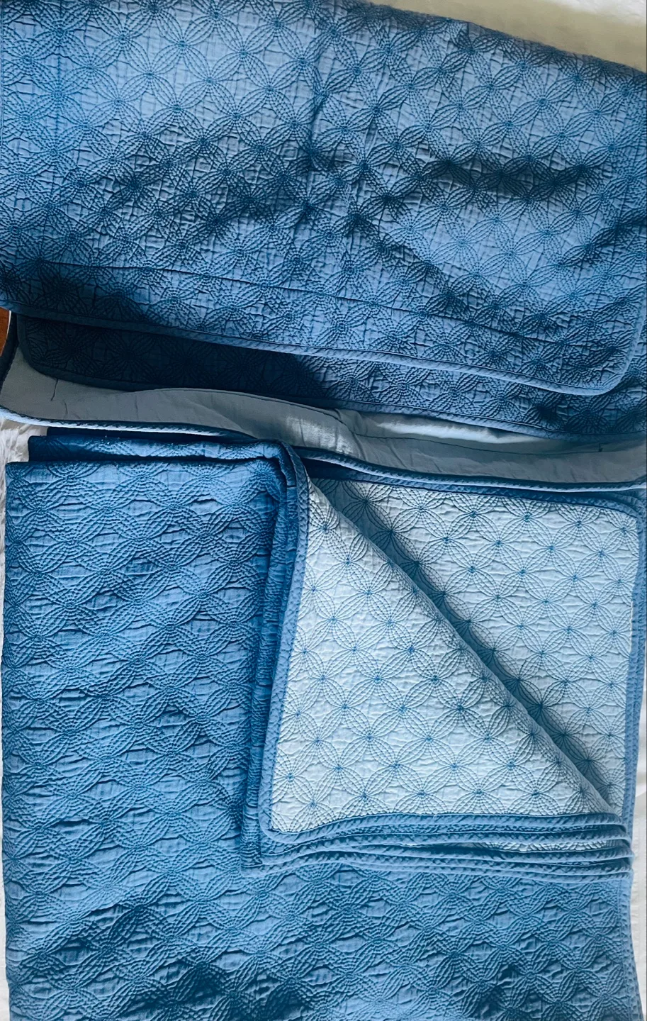 💚Beautiful Blue Quilted bedspread set image indicator(2)