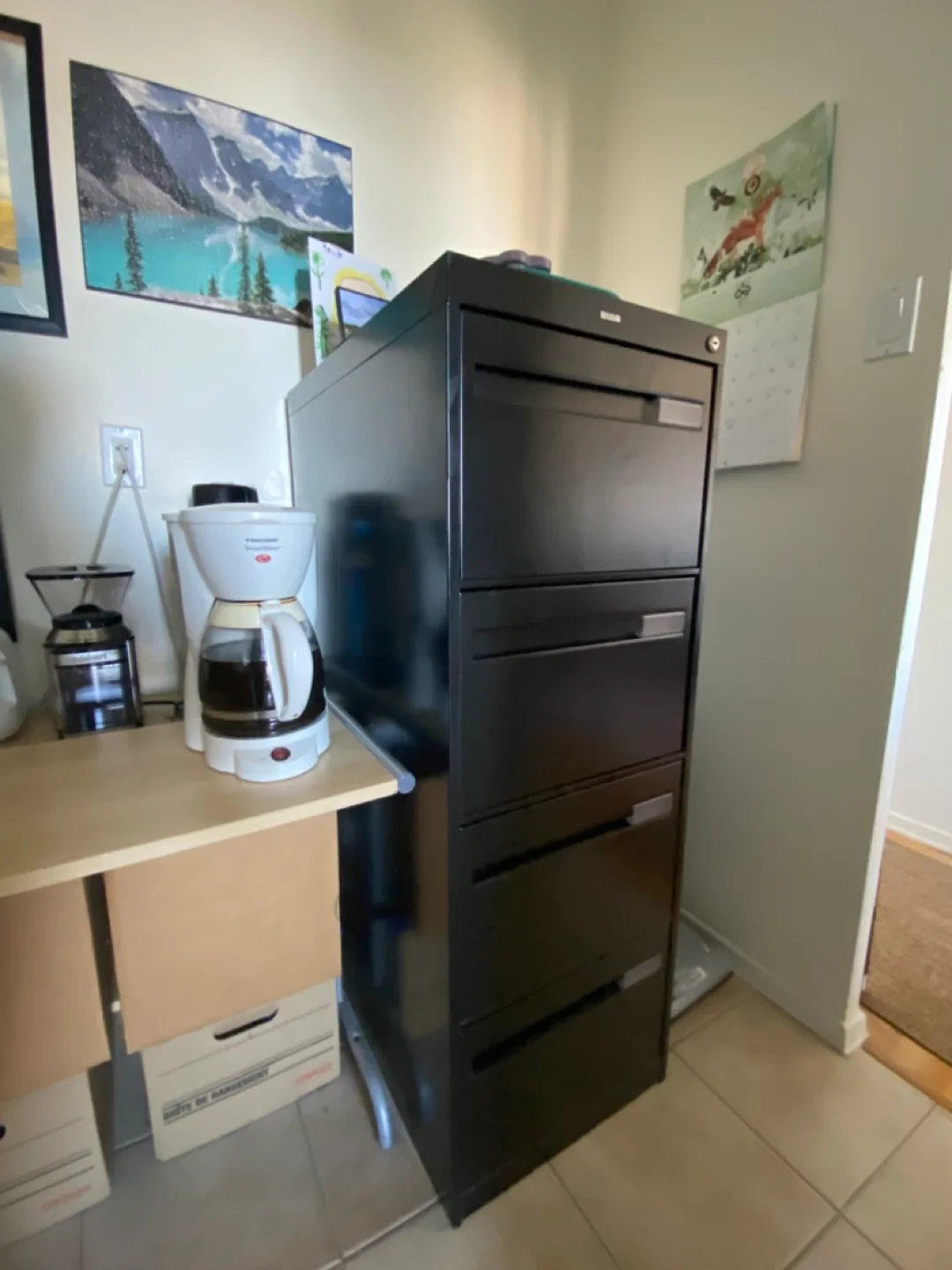 Black Metal 4-Drawer Filing Cabinet thumbnail