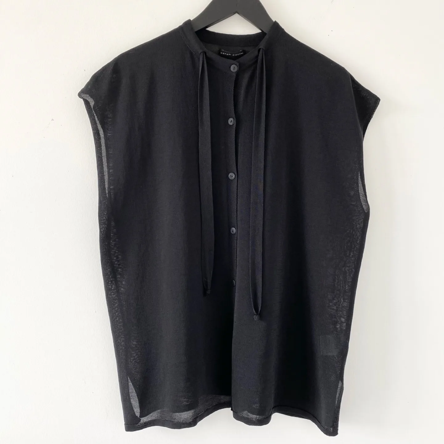 Sarah Pacini Sheer Fine Knit Tie Top / Cardigan thumbnail
