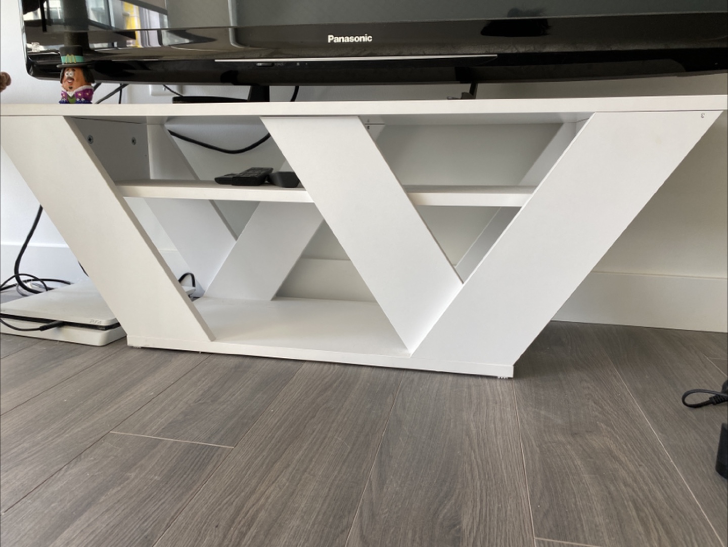 White TV Stand with Unique Design - photo 2