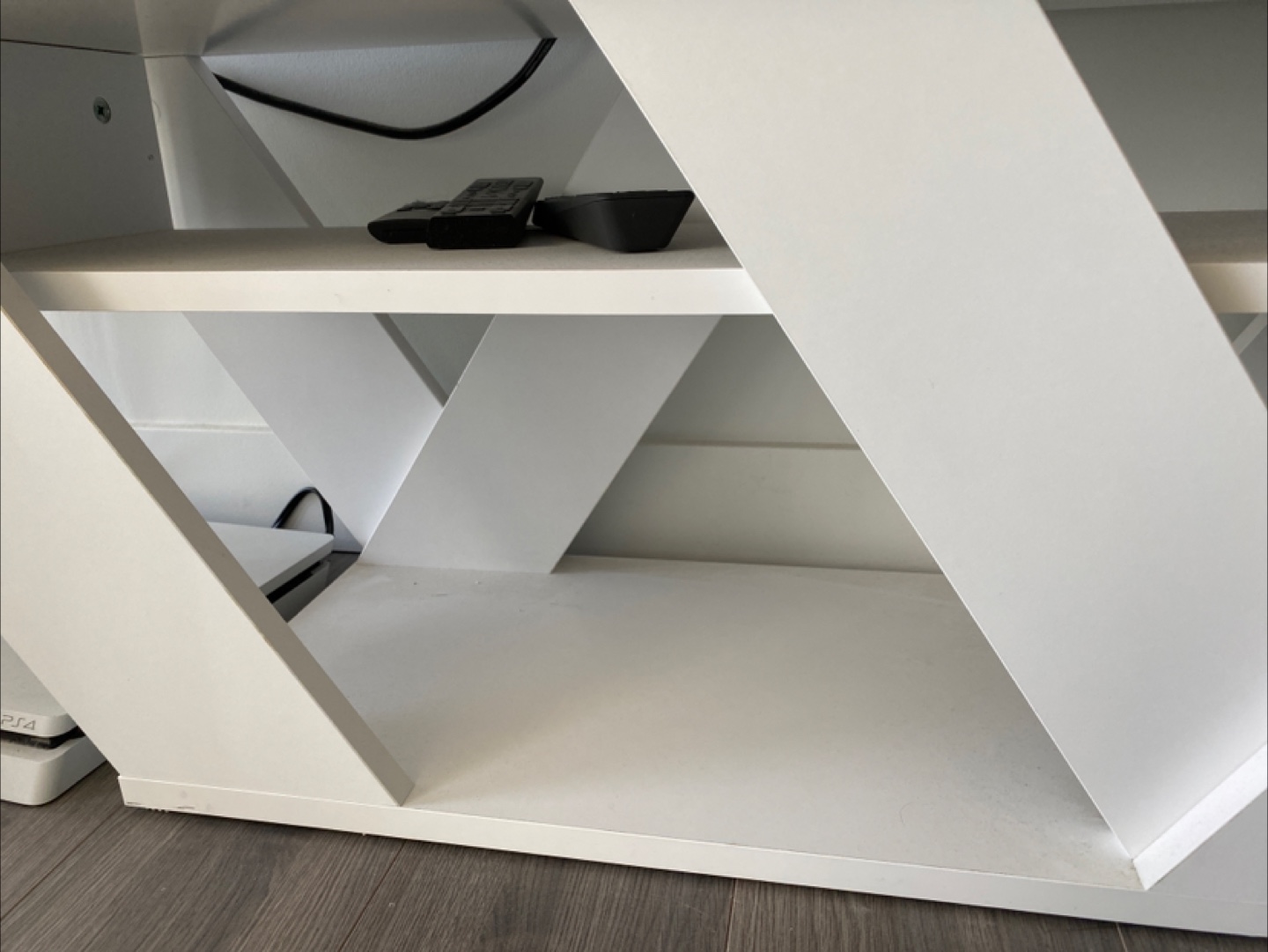 White TV Stand with Unique Design - photo 4