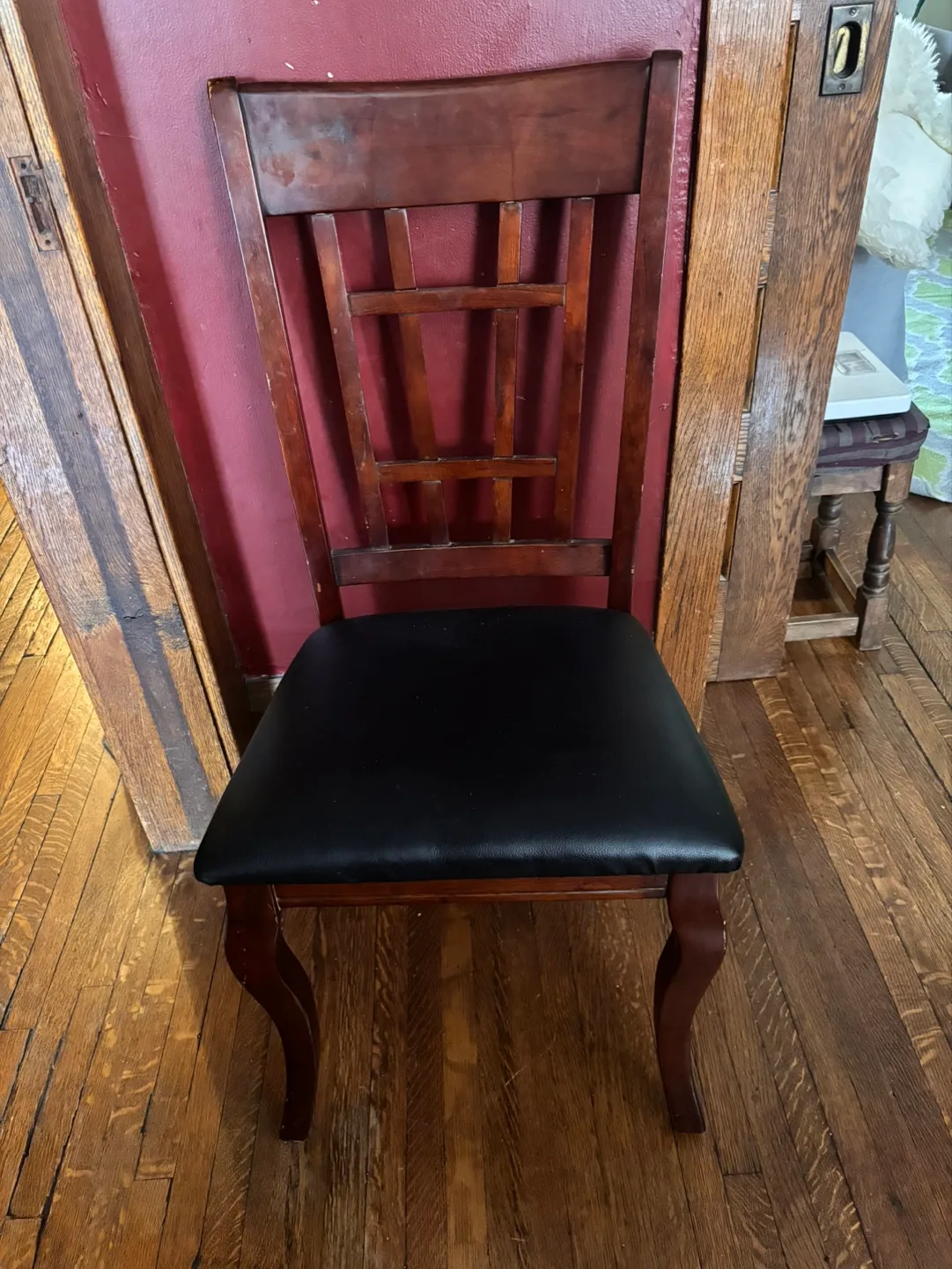 Solid Wood Dining Chair with Black Vinyl Seat image indicator(2)