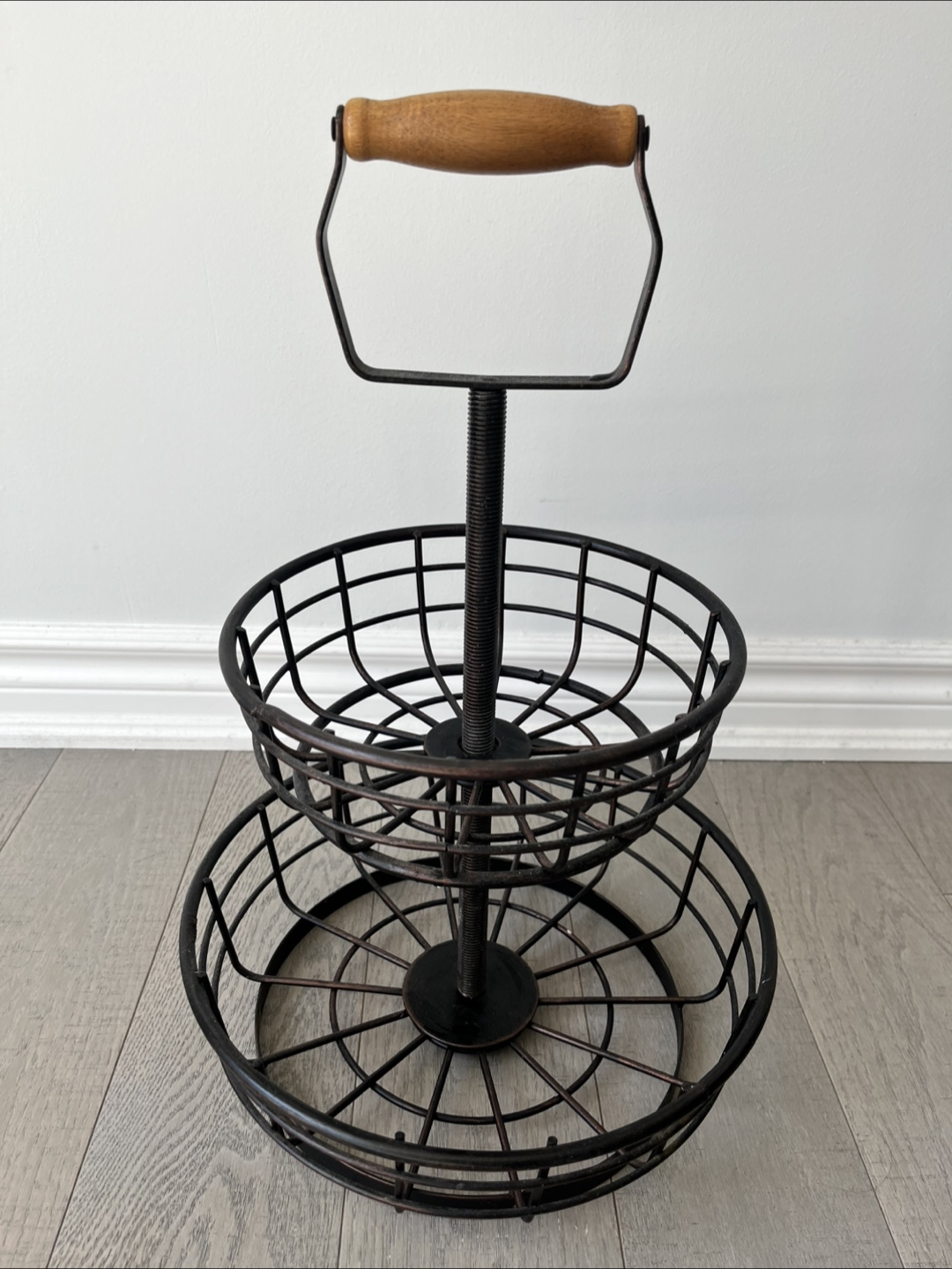 Vintage style Two-Tiered Basket Organizer with Handle