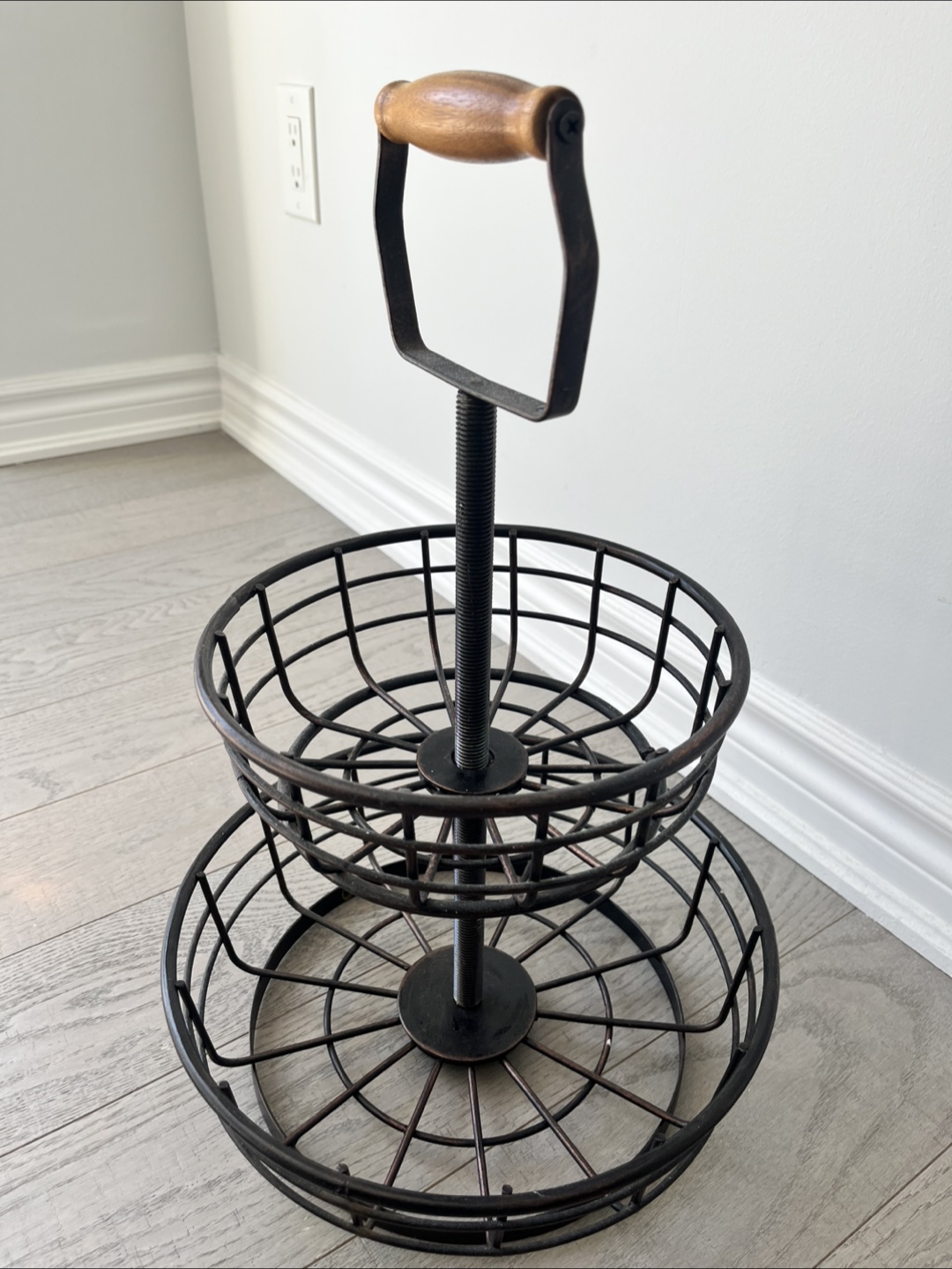 Vintage style Two-Tiered Basket Organizer with Handle - photo 2