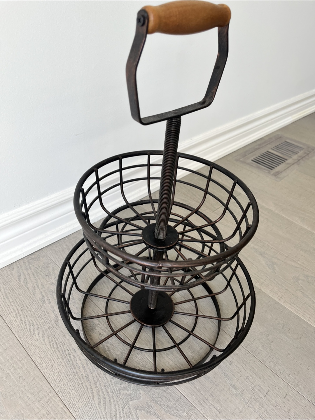 Vintage style Two-Tiered Basket Organizer with Handle - photo 3