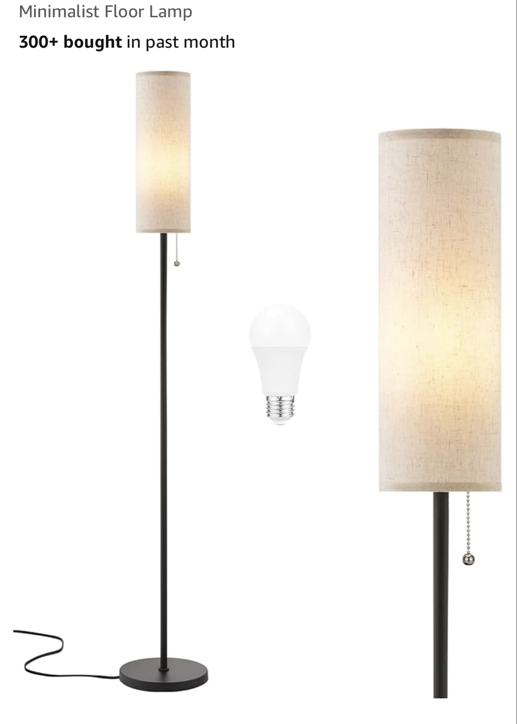 Ambimall Minimalist Floor Lamp with 9W LED Bulb