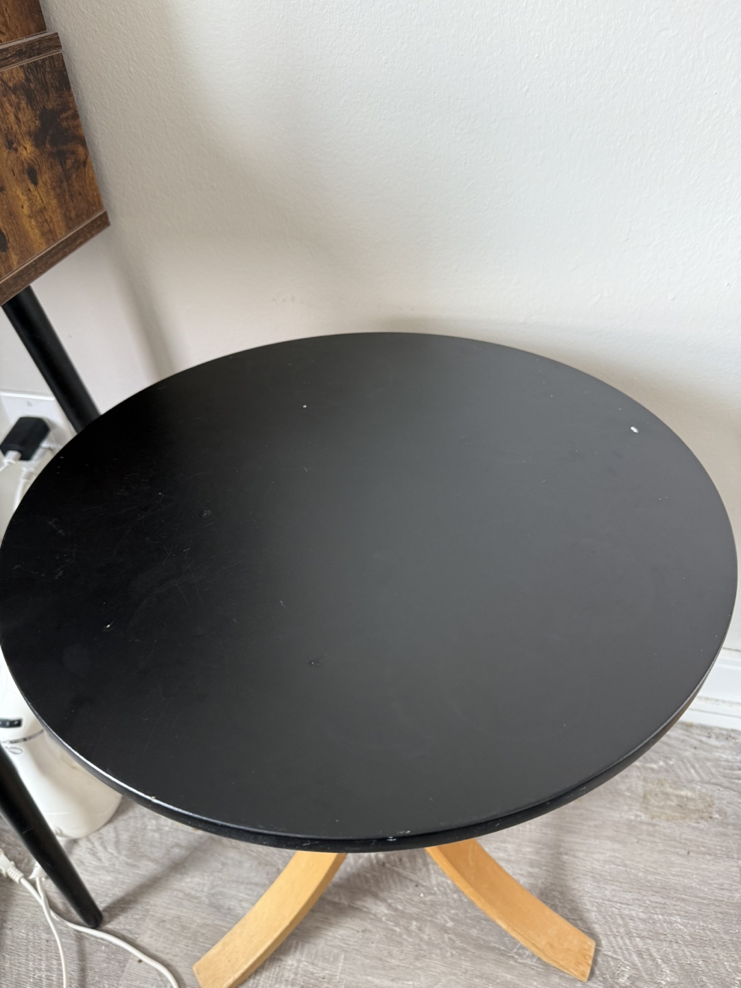 Small Round Side Table with Wooden Legs