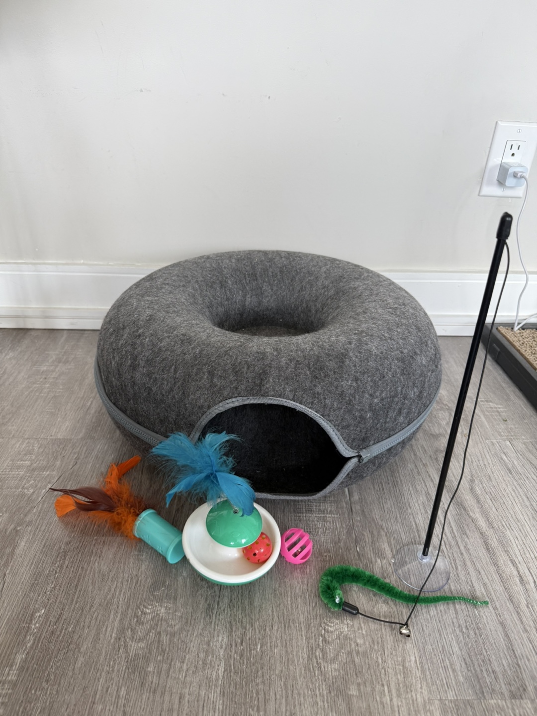 Cat Donut Bed with Toys