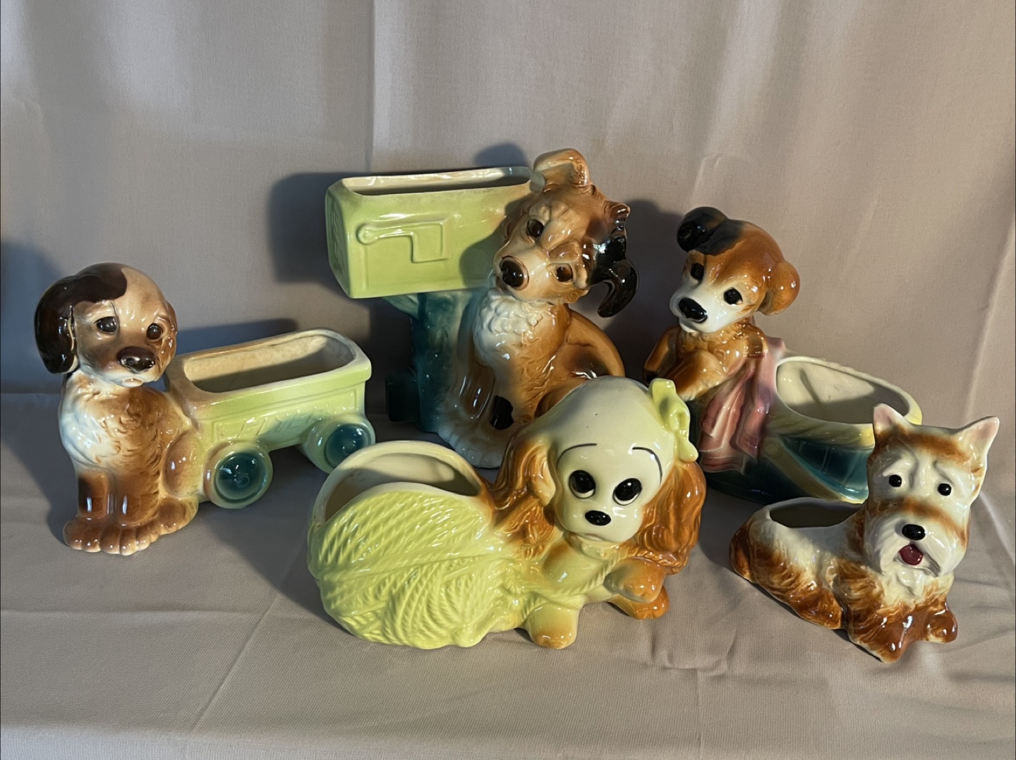 Vintage Ceramic Dog Planters Lot