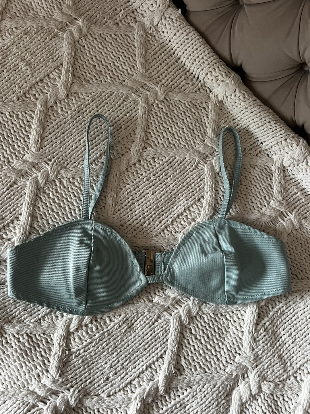 Sage Green denim top bra