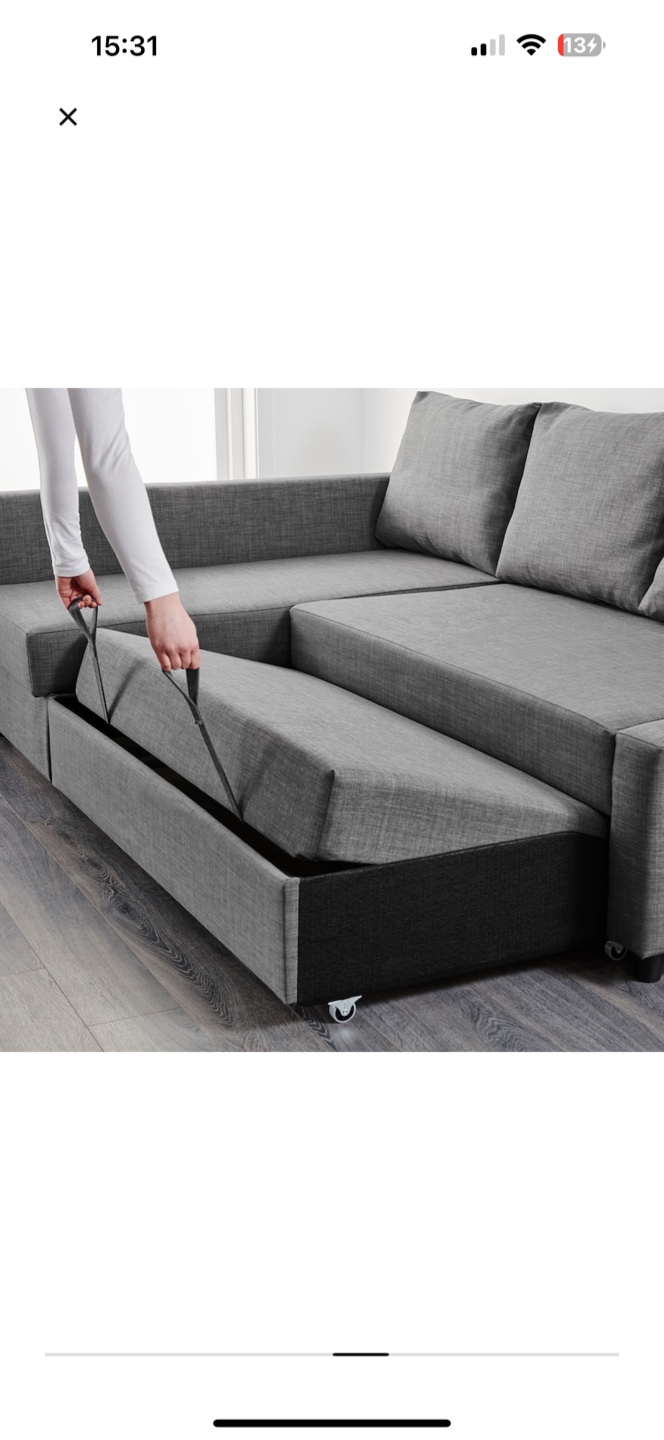 IKEA FRIHETEN Corner Sofa-Bed couch in grey - photo 4