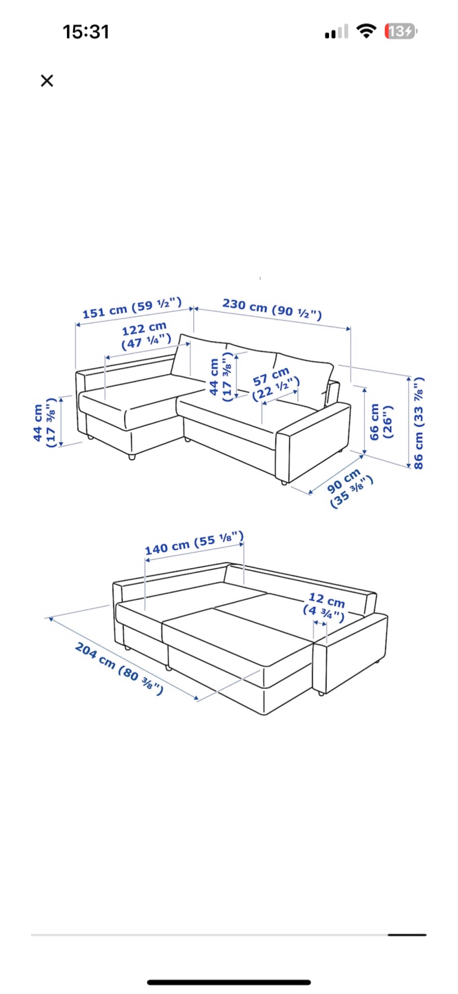 IKEA FRIHETEN Corner Sofa-Bed couch in grey - photo 2