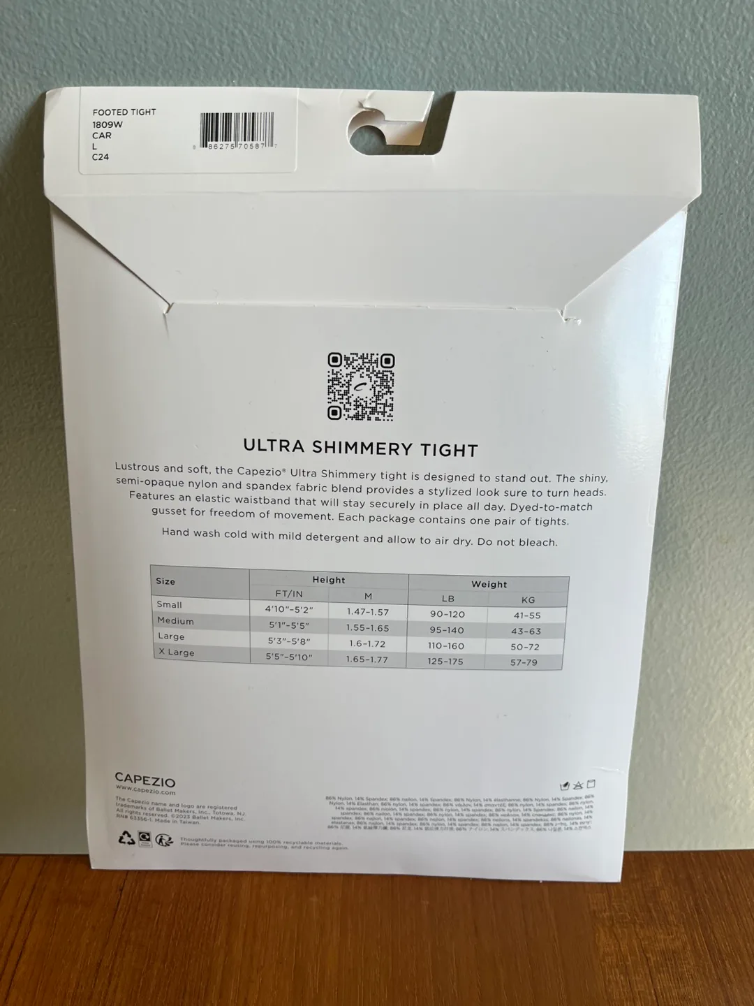 Capezio Ultra Shimmery Semi-Opaque Tight - Size Large image indicator(2)