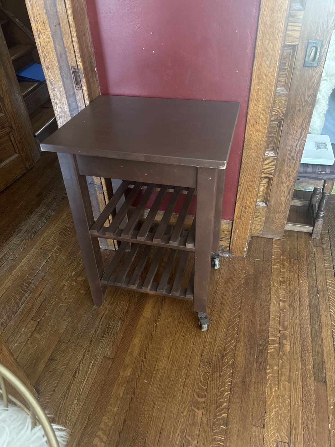 Brown Kitchen Cart with Drawer and Two Shelves - photo 2