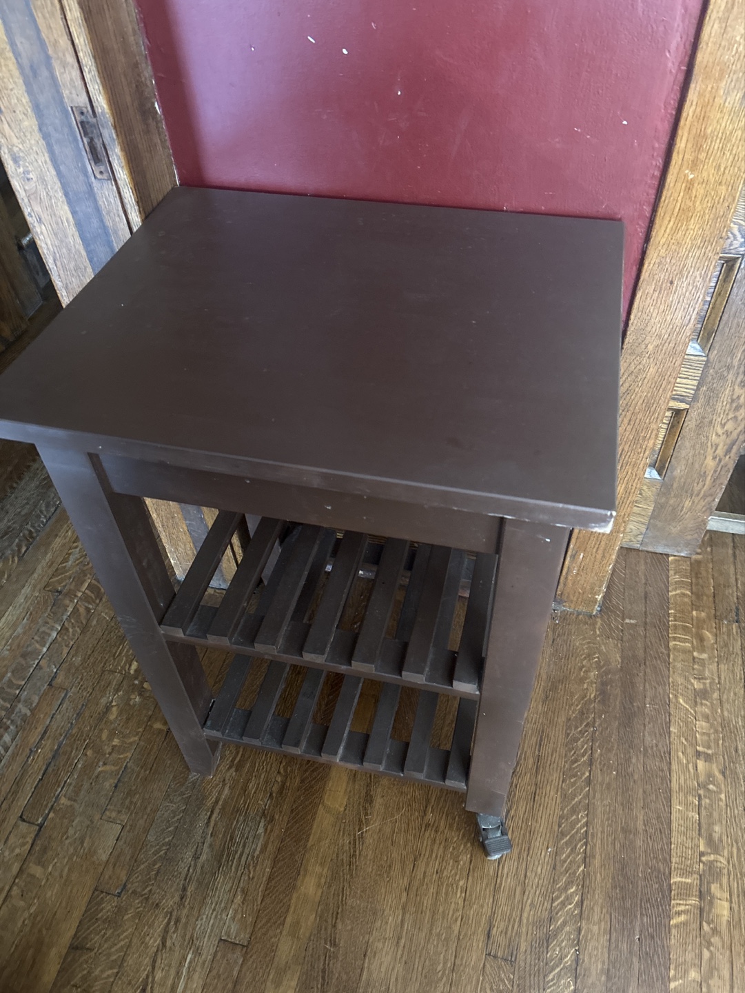 Brown Kitchen Cart with Drawer and Two Shelves - photo 3