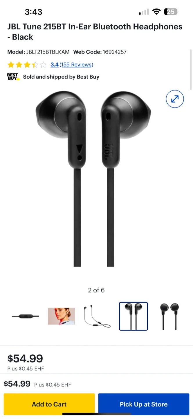 JBL Tune 215BT Bluetooth Wireless Headphones - BRAND NEW - Black image indicator(3)