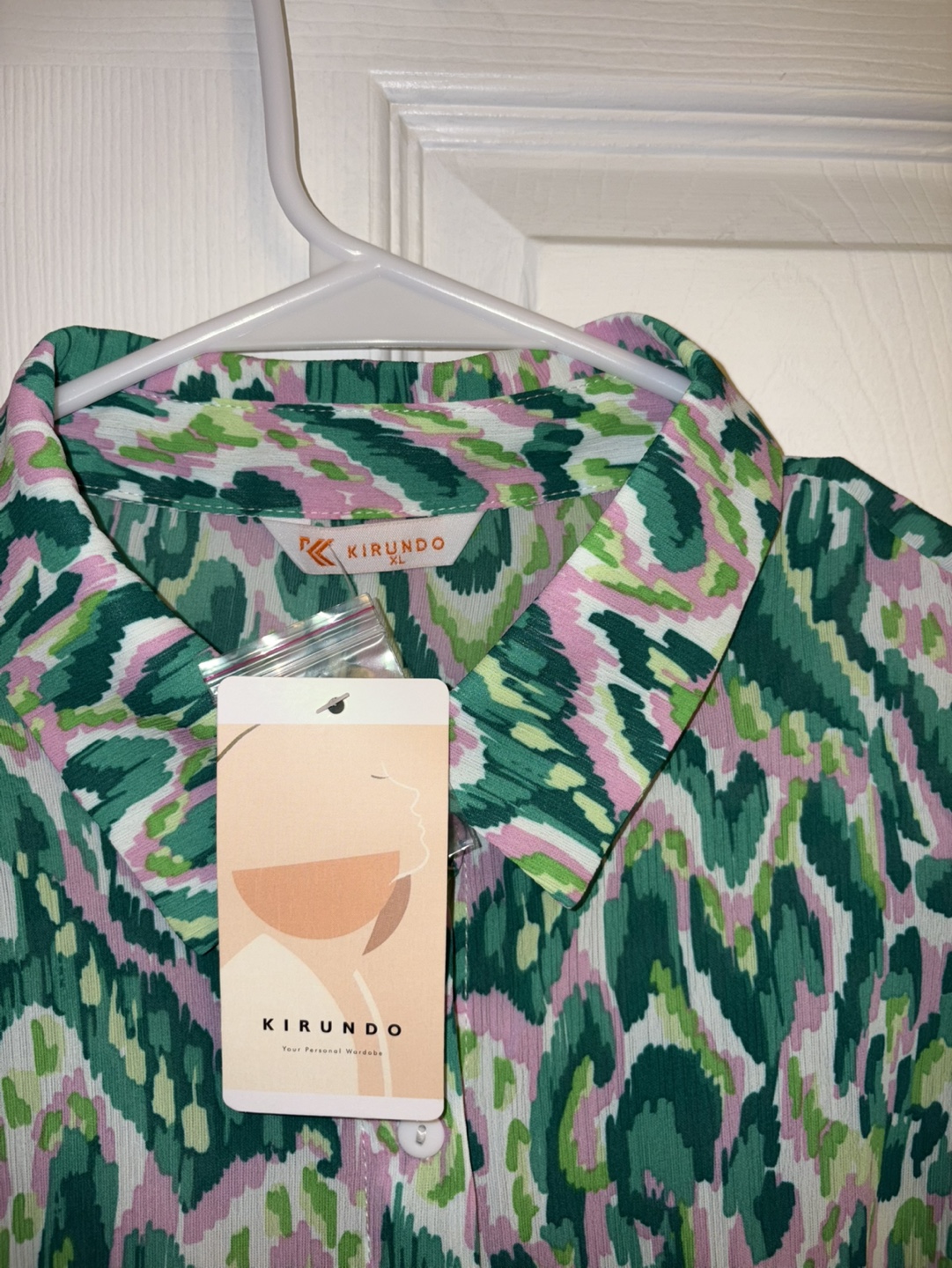 New Casual Boho Print Button Down Chiffon Blouse  -XL - photo 5